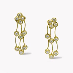 Item #21414 Triple Cascade Diamond Earrings in Yellow Gold