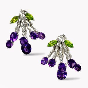 21557 Flowing Lines Bouquet Earrings with Amethyst & Peridot