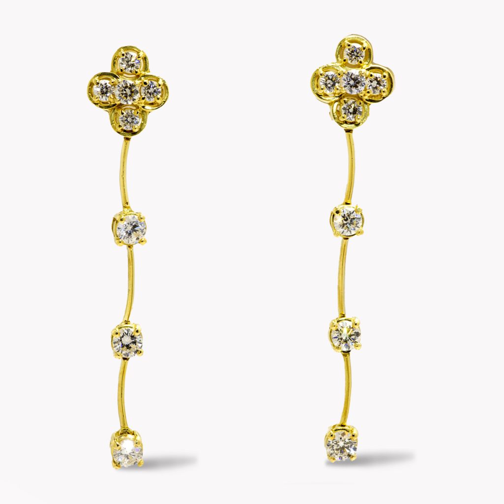 21972B Cascade Diamond Drop Earrings in Yellow Gold