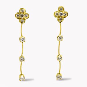 21972B Cascade Diamond Drop Earrings in Yellow Gold