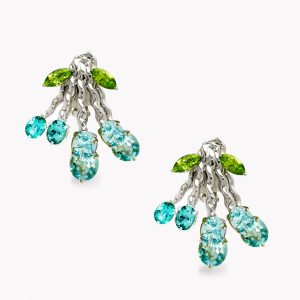 21985 Flowing Lines Bouquet Earrings with Peridot & Blue Topaz