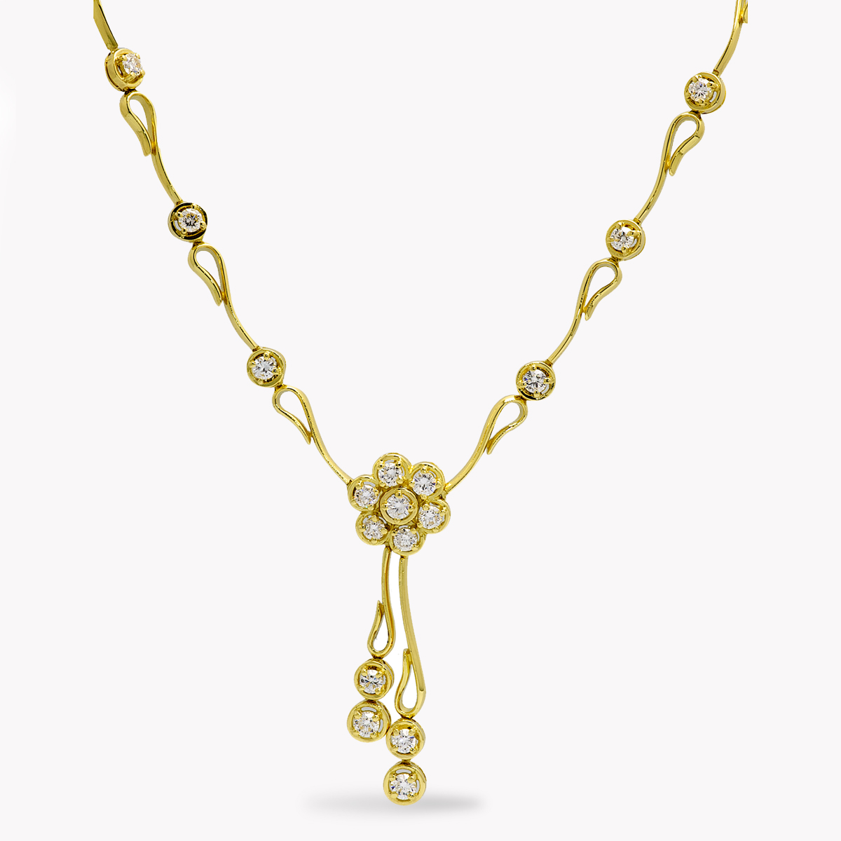 Item #22120 Flowing Lines Fleurette Diamond Drop Necklace