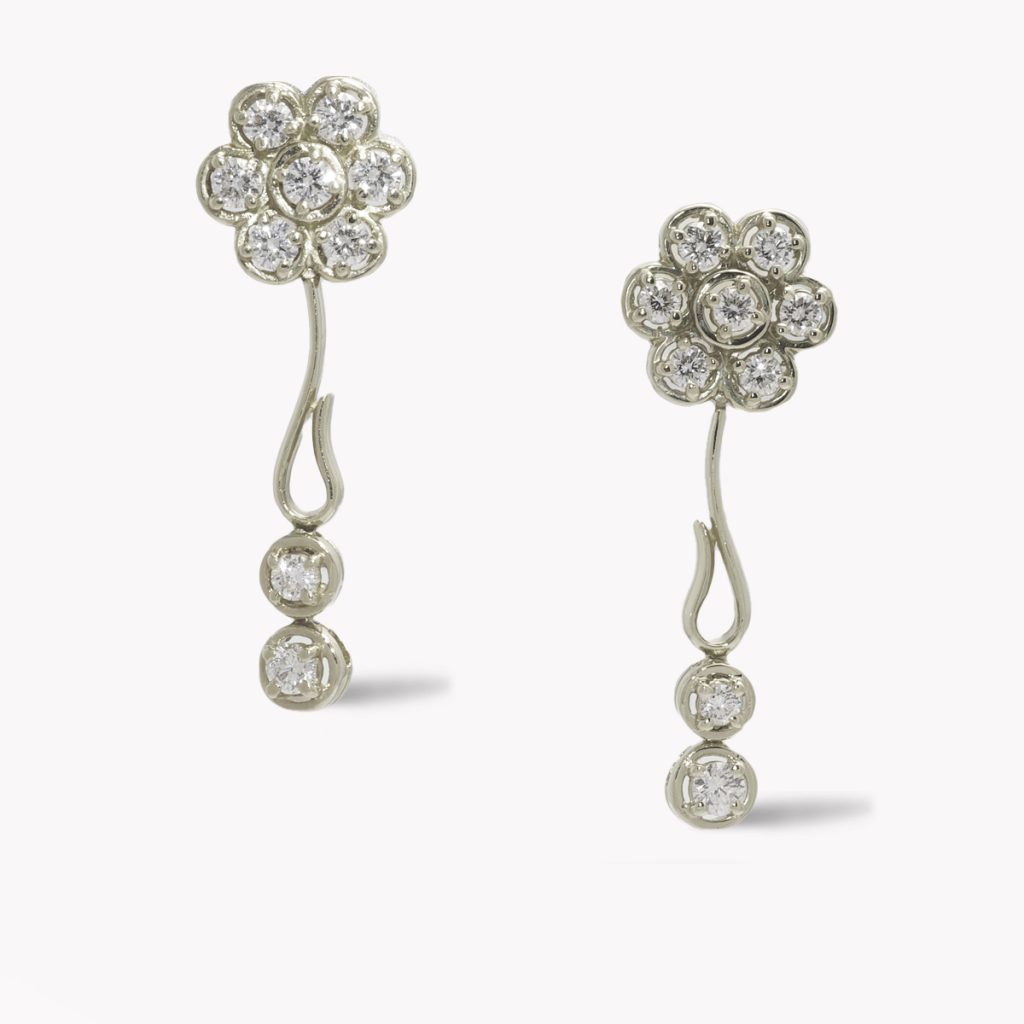 22143 Fleurette Diamond Clip On Earrings in White Gold