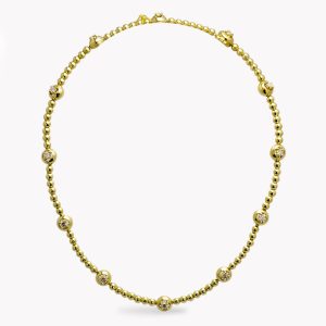 Yellow Gold Bead and Diamond Collar Necklace
