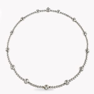Item #22303 White Gold Bead And Diamond Collar Necklace