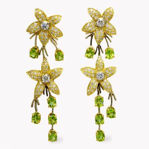 22387 Jasmin de Nuit Peridot & Diamond Dangle Drop Earrings