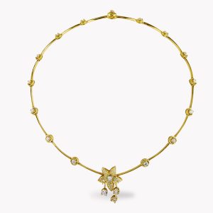 22560 Cascade Diamond Necklace with Jasmin Drop in Yellow Gold