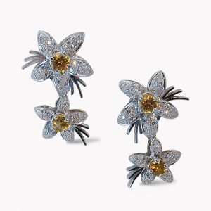 22727 Designer Jasmin de Nuit Diamond & Yellow Sapphire Dangle Drop Earrings