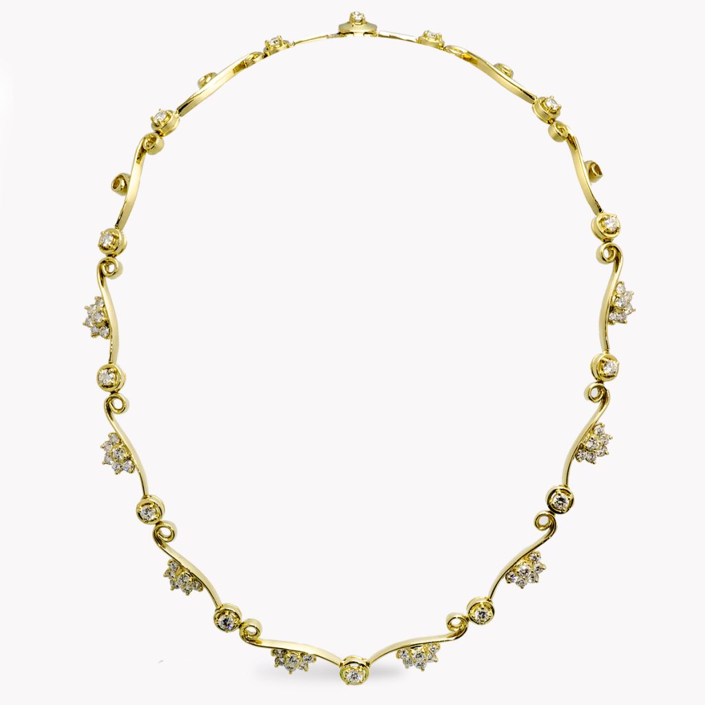 Item #22754 Flowing Lines Diamond Fleurette Necklace in Yellow Gold