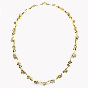 Item #22754 Flowing Lines Diamond Fleurette Necklace in Yellow Gold