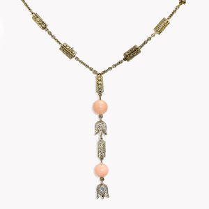 23069 Lilly of the Valley Rolo Chain with Diamonds Angel Skin Coral