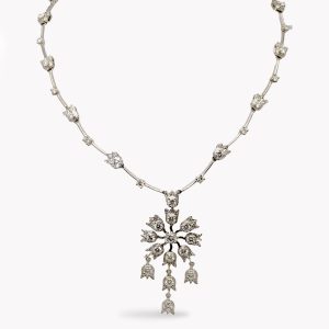 Item #23102 Lily of the Valley Diamond Collar Necklace in White Gold
