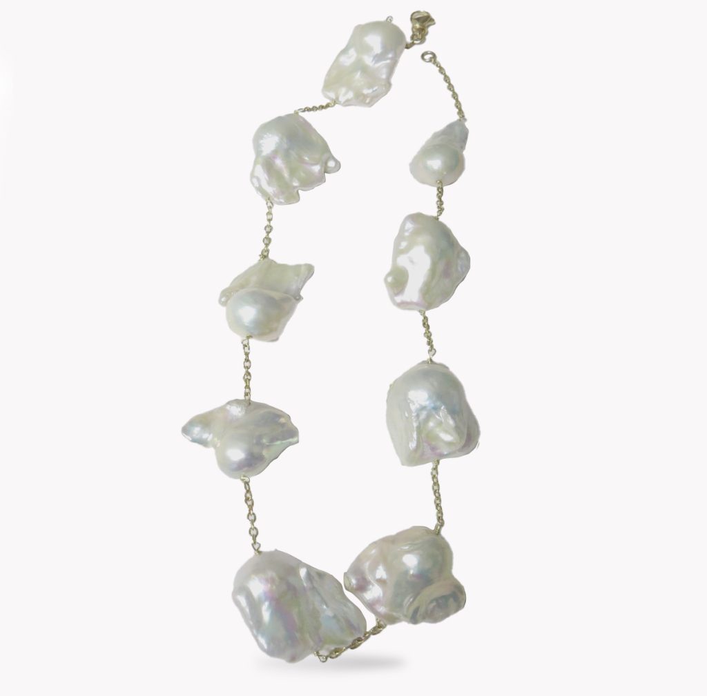 23292 Baroque freshwater Pearls on 14kt Yellow Gold chain