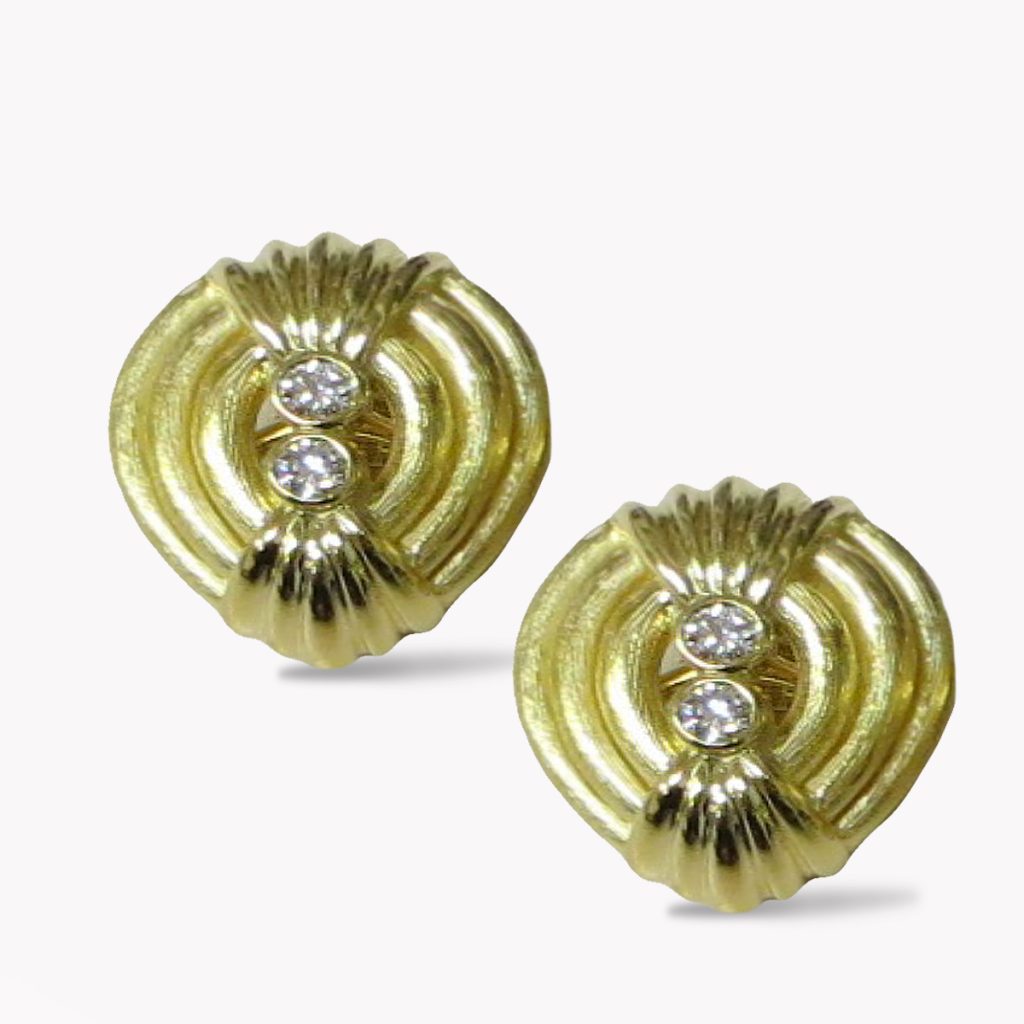 23382 Yellow Gold & Diamond Clip Back Earrings