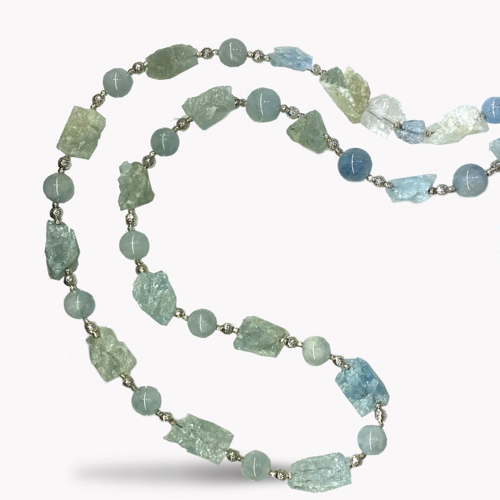 26 Inch Keshi Pearl, Shell, And Quartz Bead Necklace With Sterling Silver Clasp