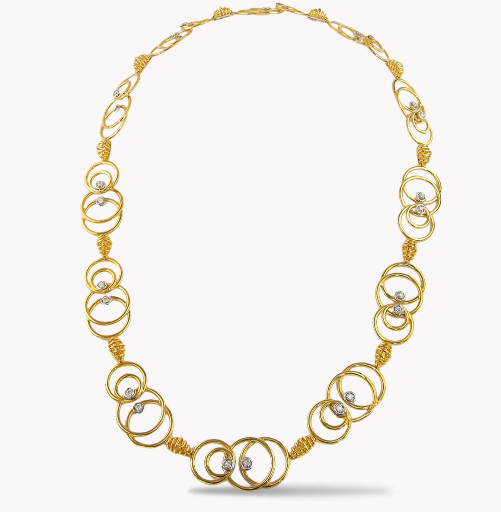23412 Designer One of a Kind Yellow Gold Diamond Necklace