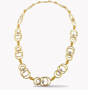 23412 Designer One of a Kind Yellow Gold Diamond Necklace