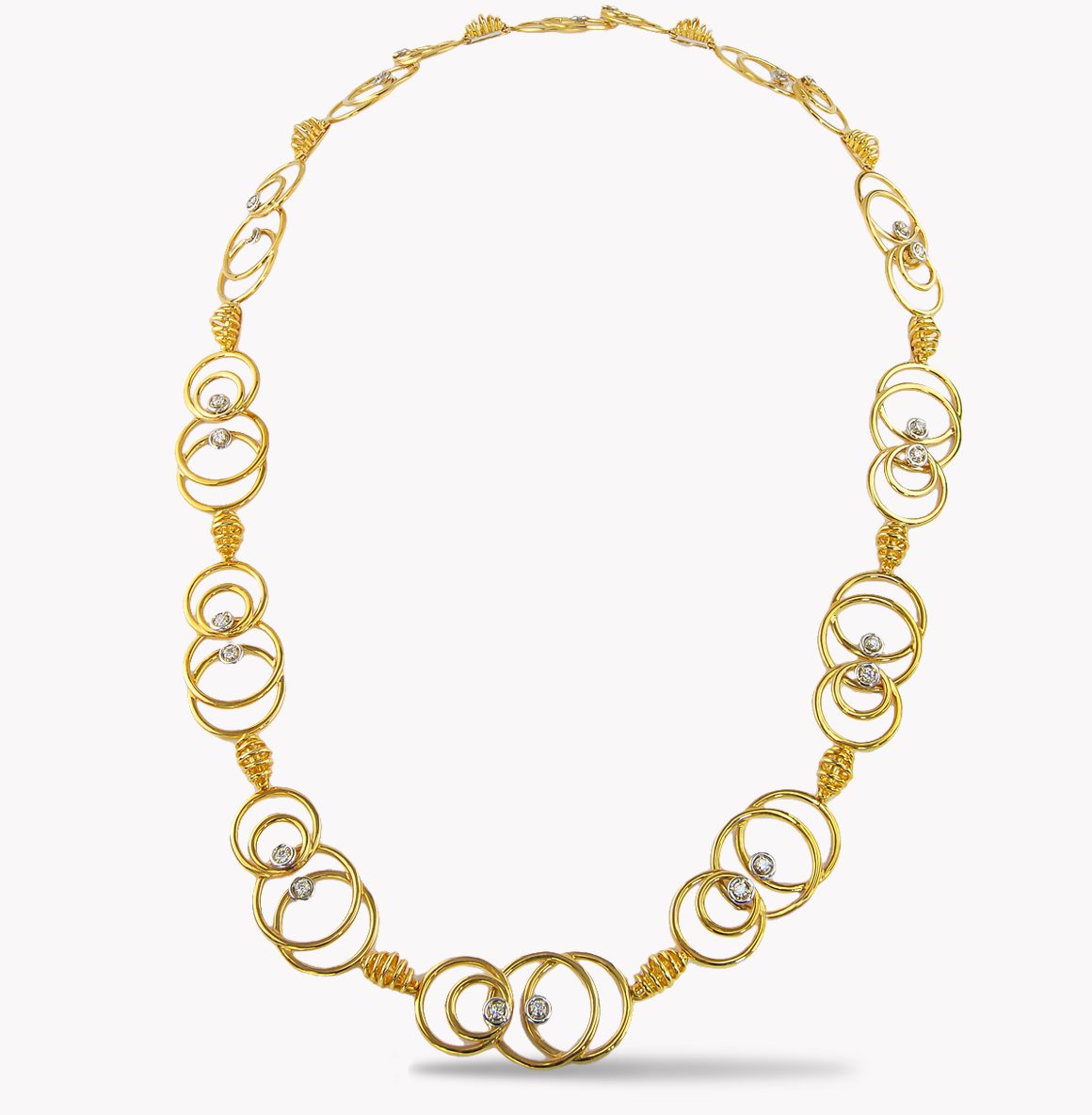 23412 Designer One of a Kind Yellow Gold Diamond Necklace