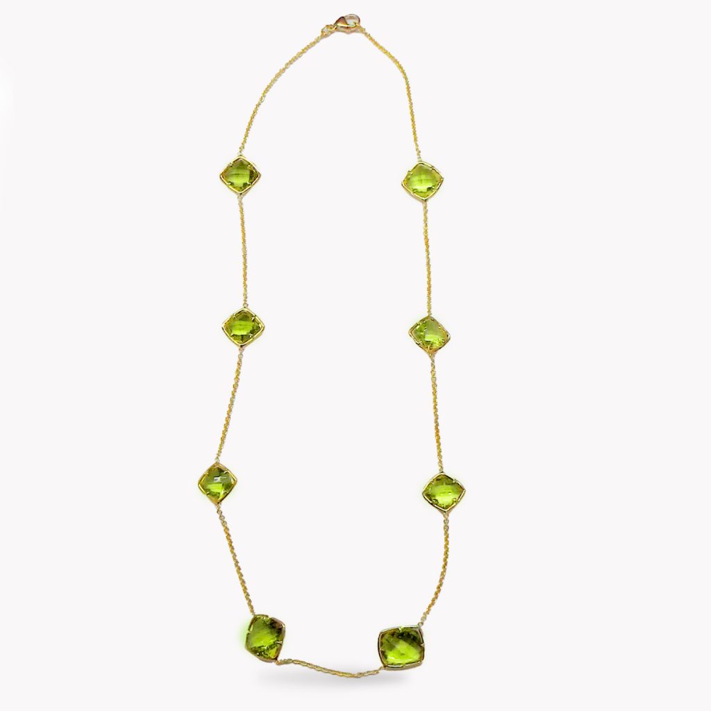 Item #23565 Green Citrines by the Yerad on a Yellow Gold Chain