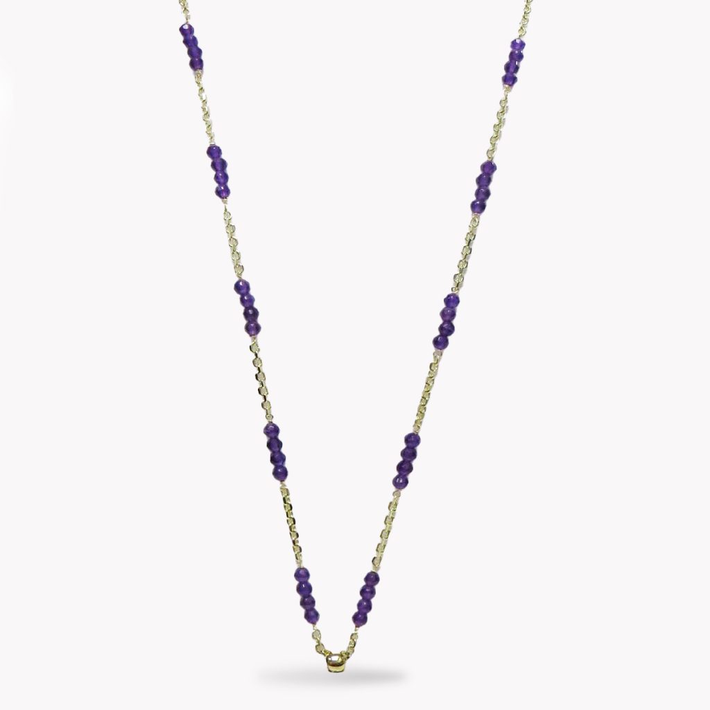 23601 Amethyst Chain Necklace In Yellow Gold