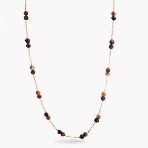 23606 Yellow Gold & Agate Bead Chain Necklace