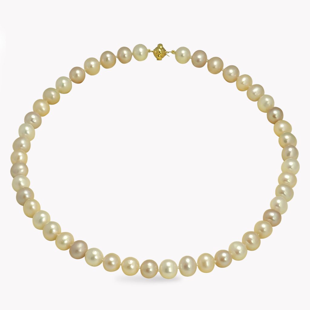 18 Inch Round South Sea 23709 Pearl Strand Necklace with White Gold Tongue in Clasp