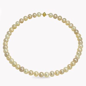 18 Inch Round South Sea 23709 Pearl Strand Necklace with White Gold Tongue in Clasp