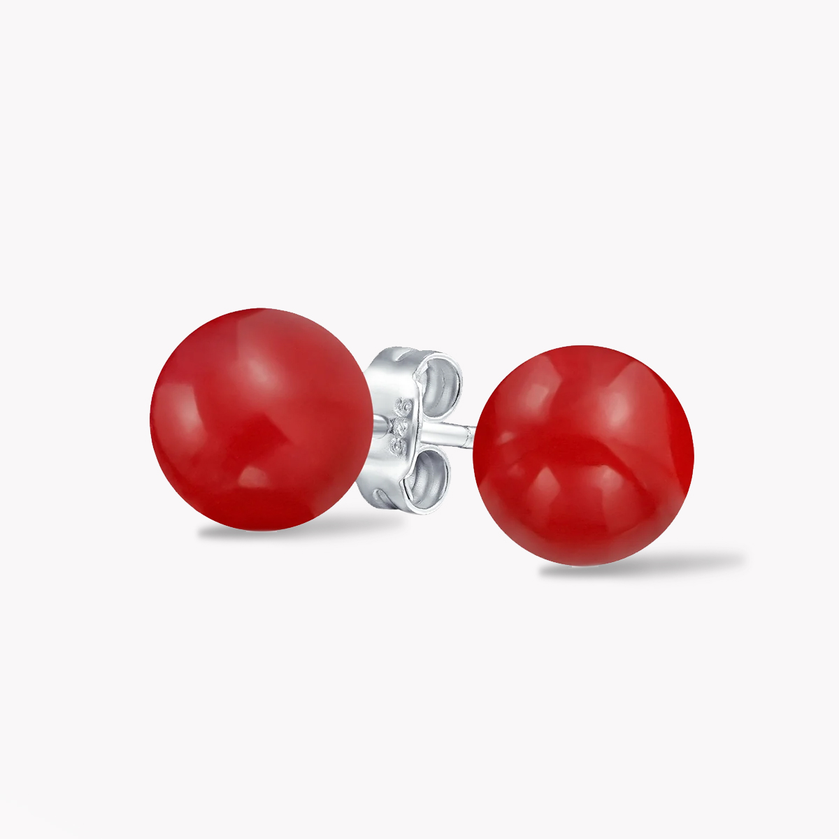 Coral Studs in White Gold