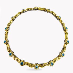 Item #24208 Flowing Lines Wave Necklace with Blue Topaz