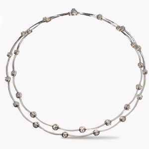 24228 Two Row Gold Diamond Cascade Necklace