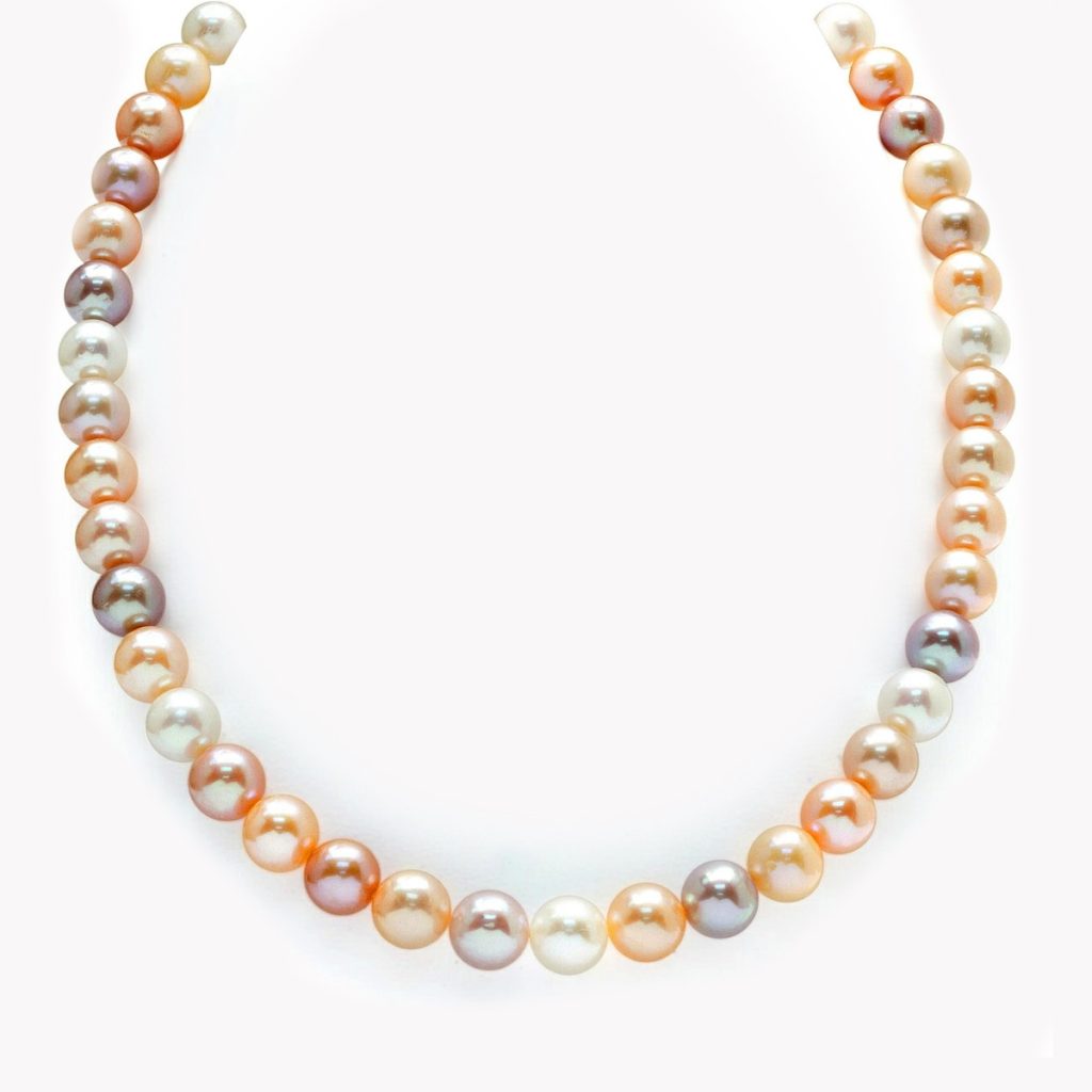 Item #24622 17.5 Inch South Sea and Freshwater Pearl Strand Necklace with Yellow Gold Ball Clasp with Diamonds