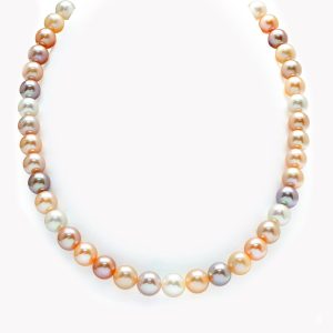 Item #24622 17.5 Inch South Sea and Freshwater Pearl Strand Necklace with Yellow Gold Ball Clasp with Diamonds