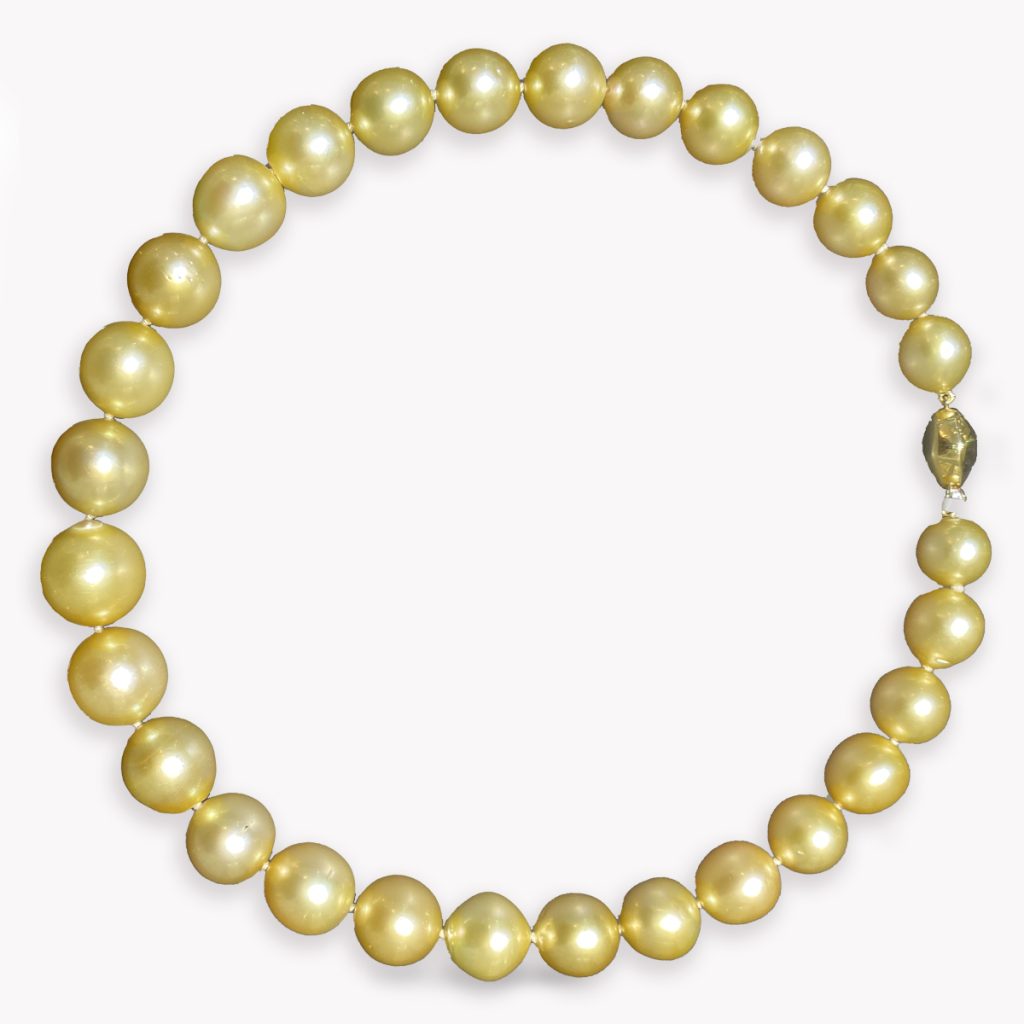 Item #24623 Golden South Sea Pearl Strand Necklace with Yellow Gold Clasp