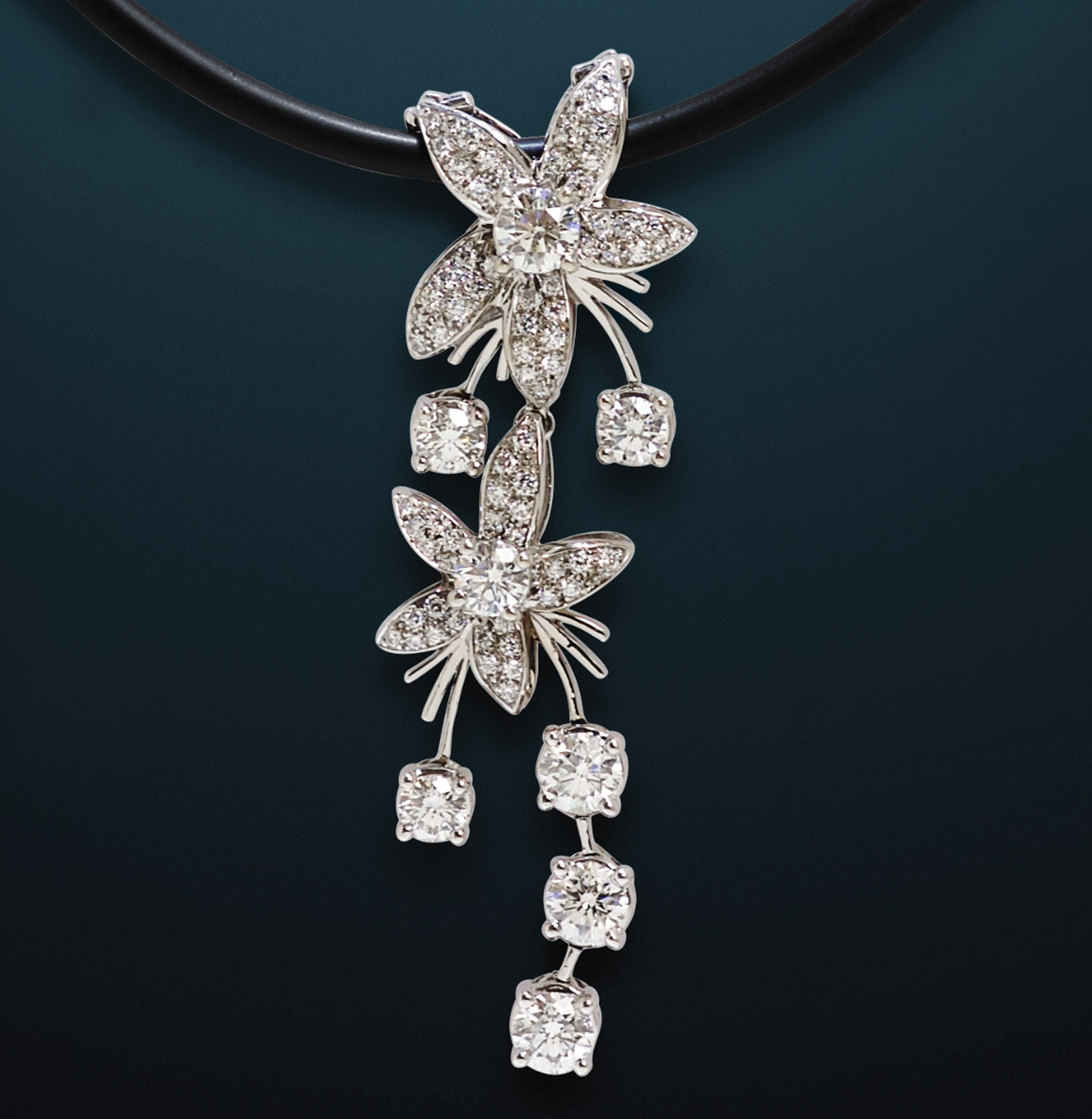 Jasmine de Nuit Diamond Pendant on a leather cord